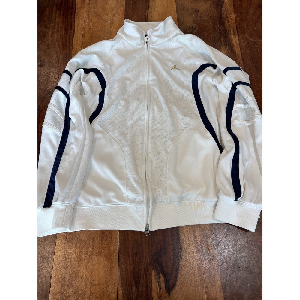 Nike Air Jordan Sweater White Full Zip Jumpman Logo Y2K Basketball mens' sz L